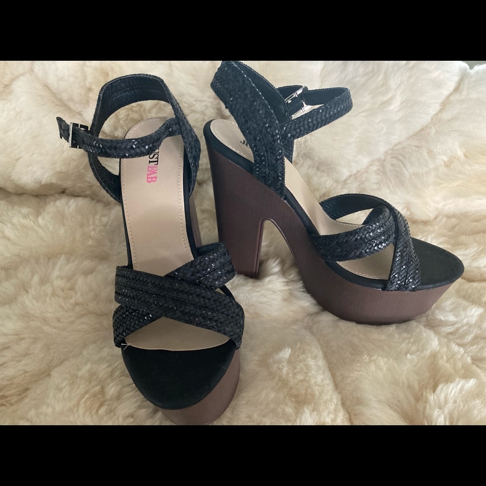 Black Platform Heel Sandals